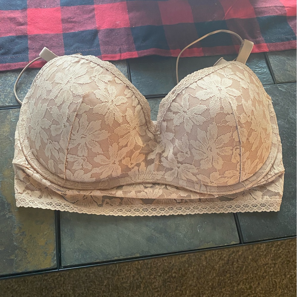 PINK by Victoria Secret Tan Lace Bra Size 34DD